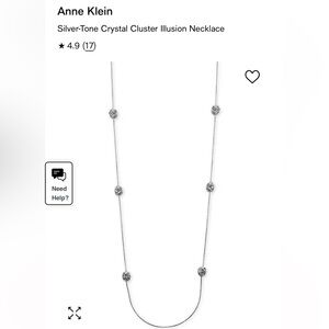 Like New! Anne Klein long Necklace silver‎ tone with crystal clusters